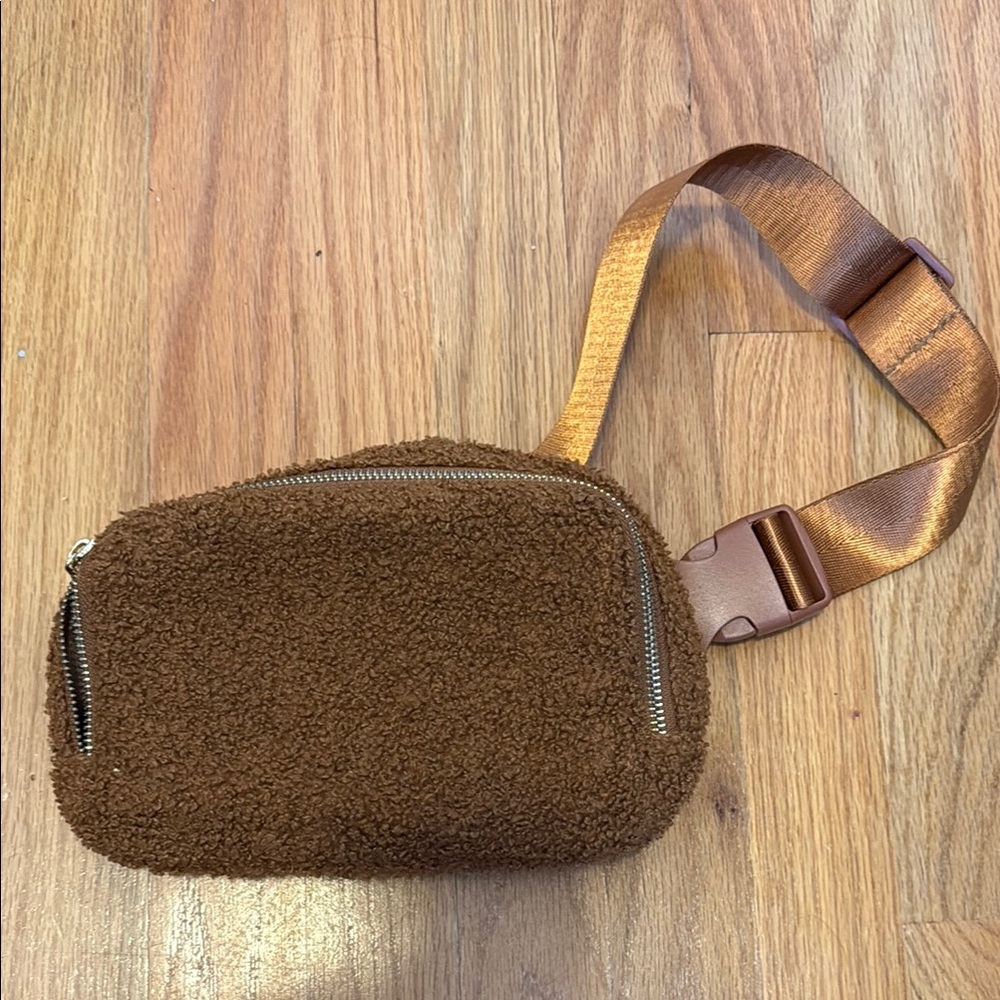 Brown Sherpa Fanny Pack with Adjustable Strap